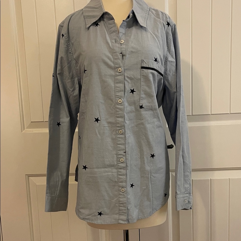 Aerie Light Blue Starry Pajama Shirt
